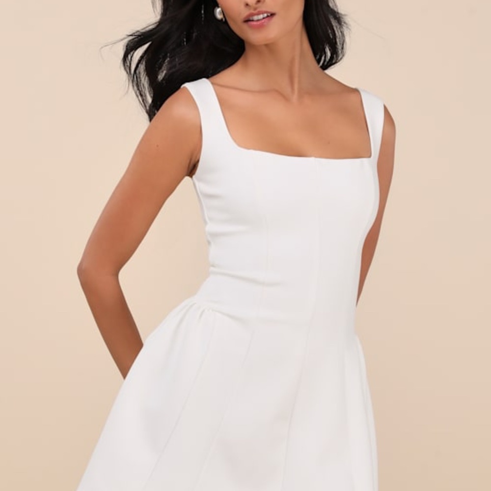 Lulus Roetta White Sleeveless Pleated Mini Dress - Size M